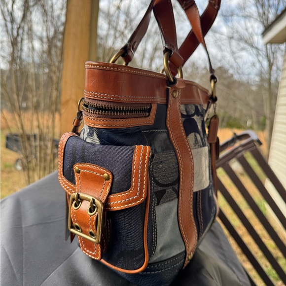 Vintage Coach Patchwork Denim and Leather Tote - Picture 3 of 16